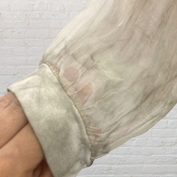 H Trend Italy Silk Lace Blouse S Beige Asymmetric Hem Made in Italy - Picture 9 of 14